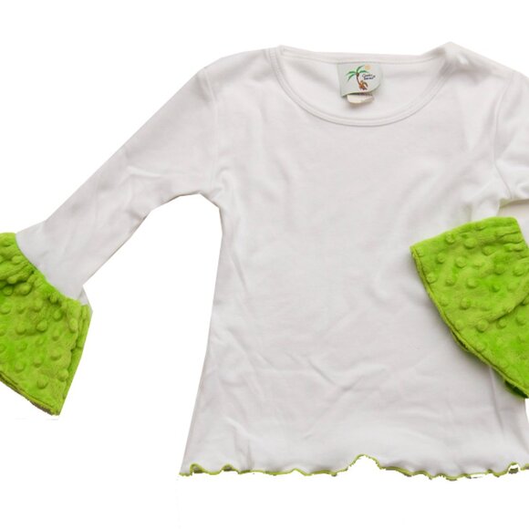 Cheeky Banana Minky Dot Ruffle Tee & Pants Set LIME GREEN - Picture 2 of 4